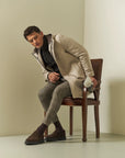 Beige wool blend hooded jacket
