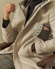 Beige wool blend hooded jacket