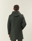 Green wool blend hooded jacket