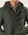 Green wool blend hooded jacket