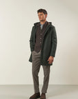 Green wool blend hooded jacket