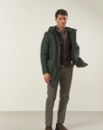 Green wool blend hooded jacket