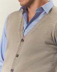 Lana Gatto Beige Merino Wool Buttoned Vest