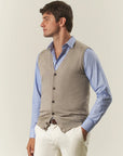 Lana Gatto Beige Merino Wool Buttoned Vest