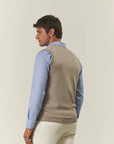 Lana Gatto Beige Merino Wool Buttoned Vest