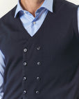 Gilet blu doppiopetto misto lana-Angelico