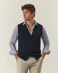 Lana Gatto Merino Wool Blue Buttoned Vest