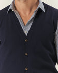 Gilet con bottoni blu lana merinos Harmony-Angelico