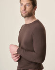 Brown Cotton Rice Grain Crewneck
