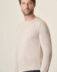 Beige Cotton Rice Grain Crewneck