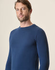 Blue Cotton Rice Grain Crewneck
