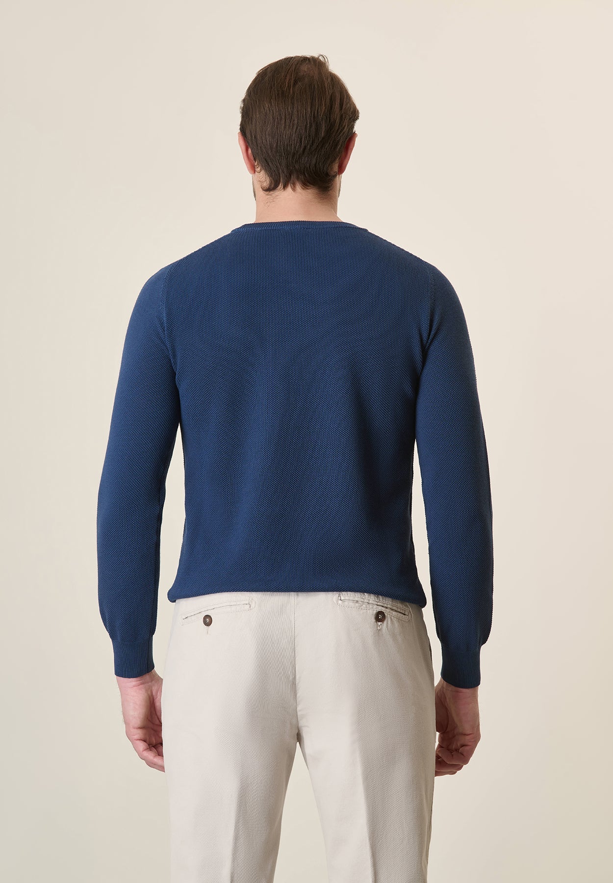 Blue Cotton Rice Grain Crewneck