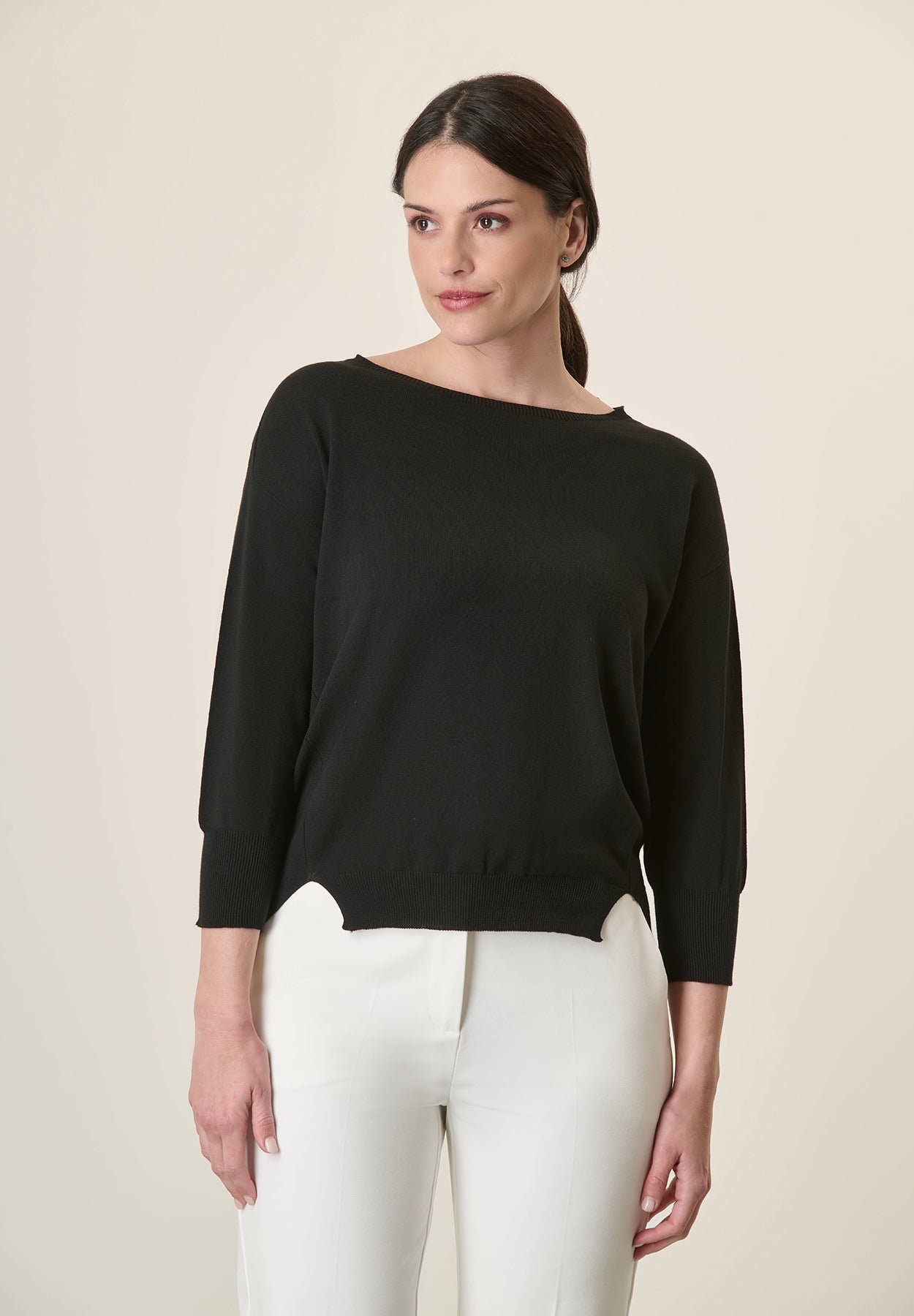 Oversized Black Crewneck With Slits