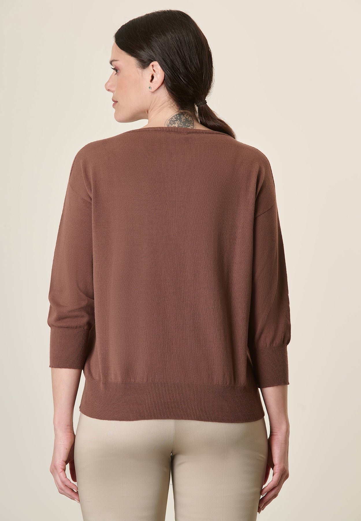 Oversized Tobacco Crewneck With Slits