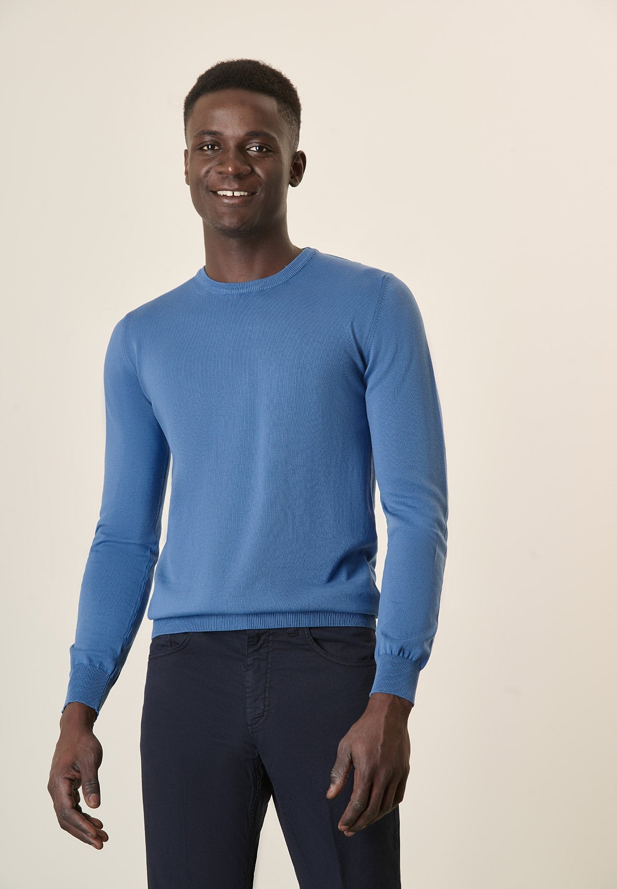 Light Blue Denim Cotton Crewneck