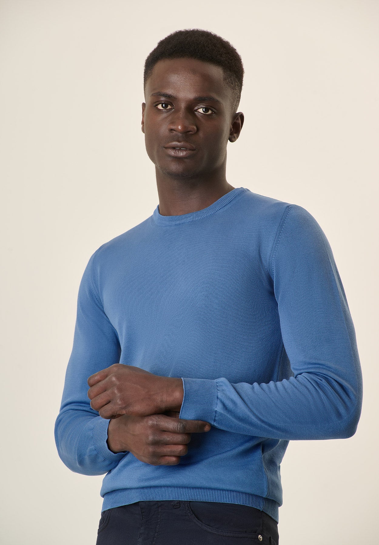 Light Blue Denim Cotton Crewneck