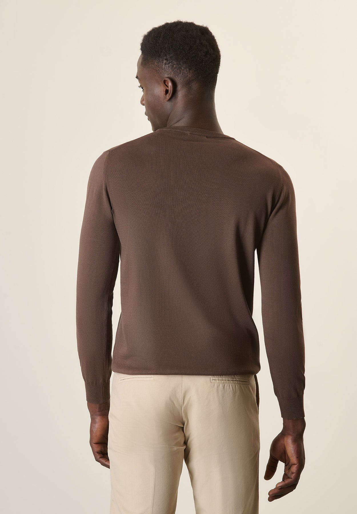 Dark Brown Cotton Crewneck