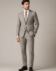 Beige virgin wool suit with mohair effect and comfort fit