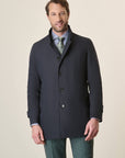 Navy Blue Stand-Up Collar Raincoat