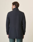 Navy Blue Stand-Up Collar Raincoat