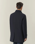 Blue padded technical raincoat