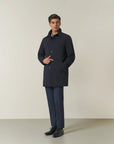 Blue padded technical raincoat