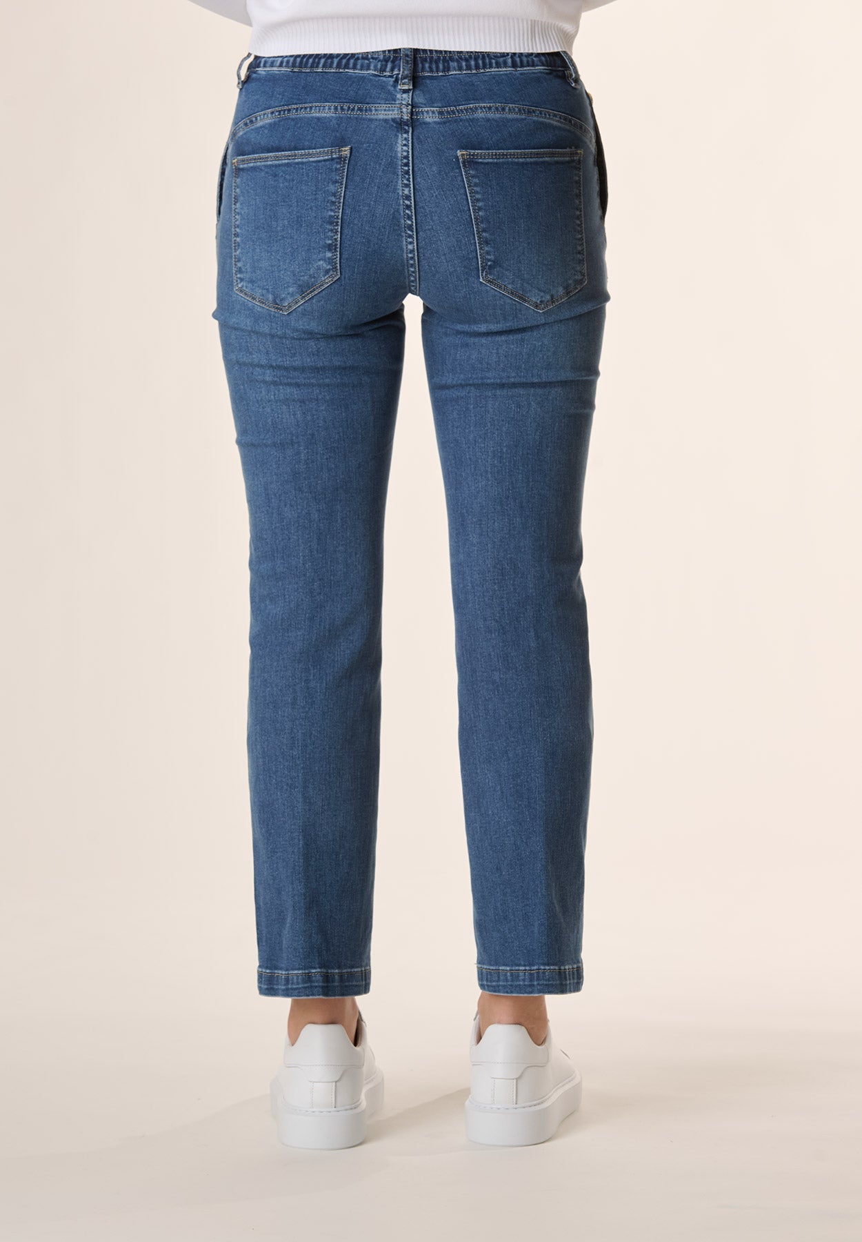 Jeans bottoni dorati denim stretch-Angelico