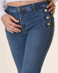 Jeans bottoni dorati denim stretch-Angelico