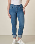 Stretch Cotton Jeans With Sewn-In Turn-Ups