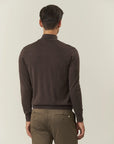 Lana Gatto brown merino wool full zip sweater
