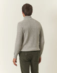 Lupetto zip grigio perla misto lana coste-Angelico