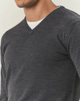 Scollo V antracite lana merinos Harmony-Angelico