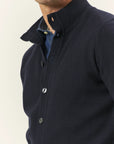 Blue rice grain wool blend jacket sweater