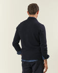 Blue rice grain wool blend jacket sweater