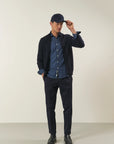 Blue rice grain wool blend jacket sweater