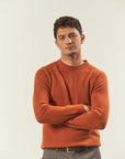 Orange crewneck in frosted wool blend