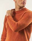 Orange crewneck in frosted wool blend