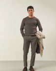 Pure brown cashmere crewneck