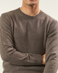 Pure brown cashmere crewneck