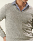 Light grey cashmere blend V-neck