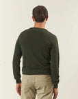 Military green V-neck cashmere blend