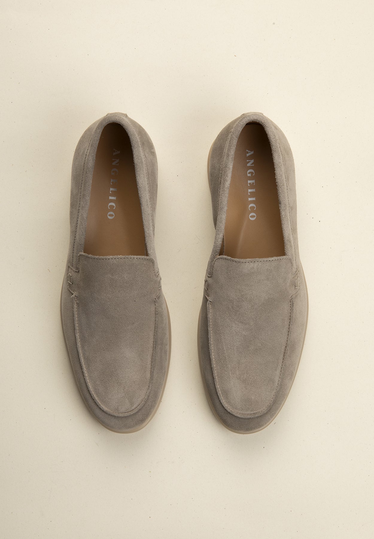 Beige Suede Slip-On Loafers