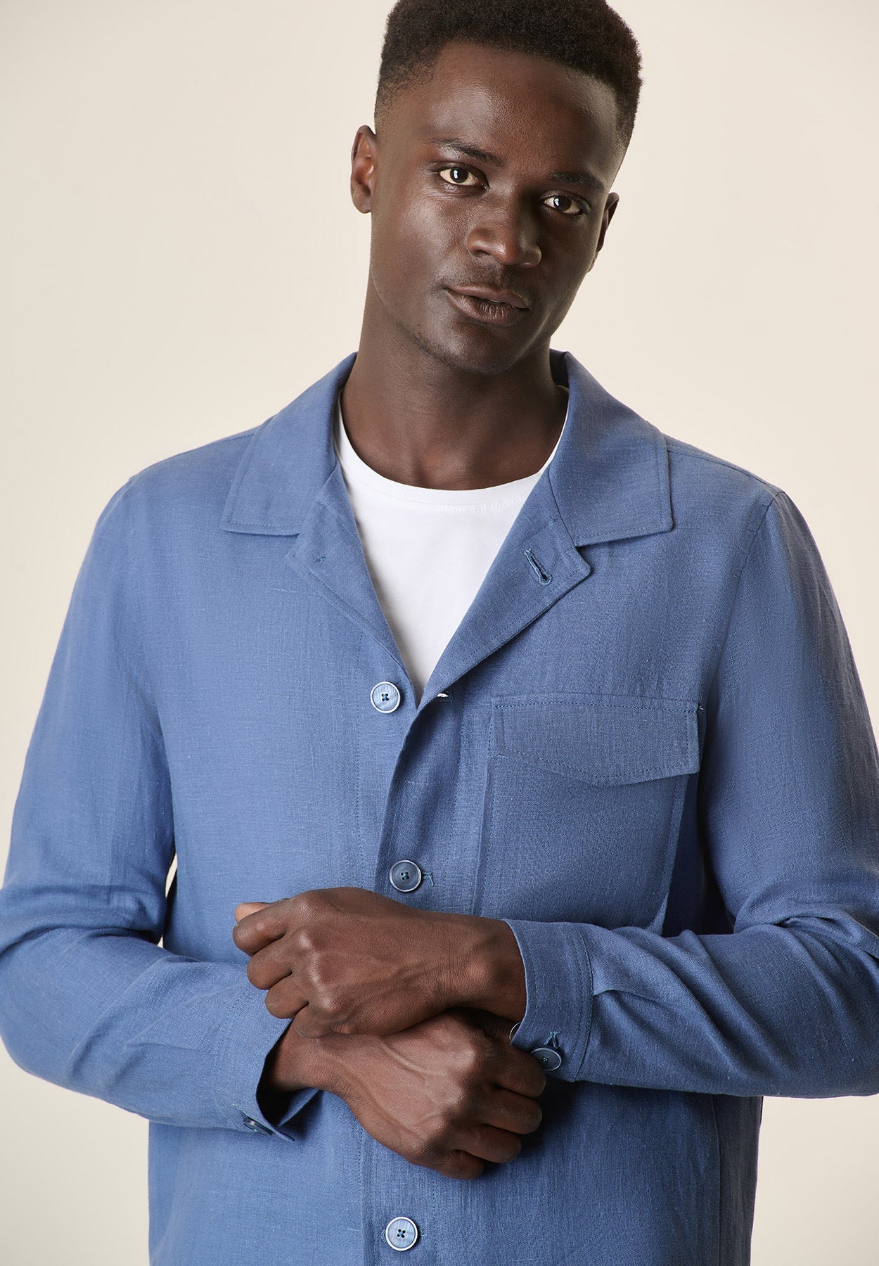 Overshirt In Air Force Blue Linen