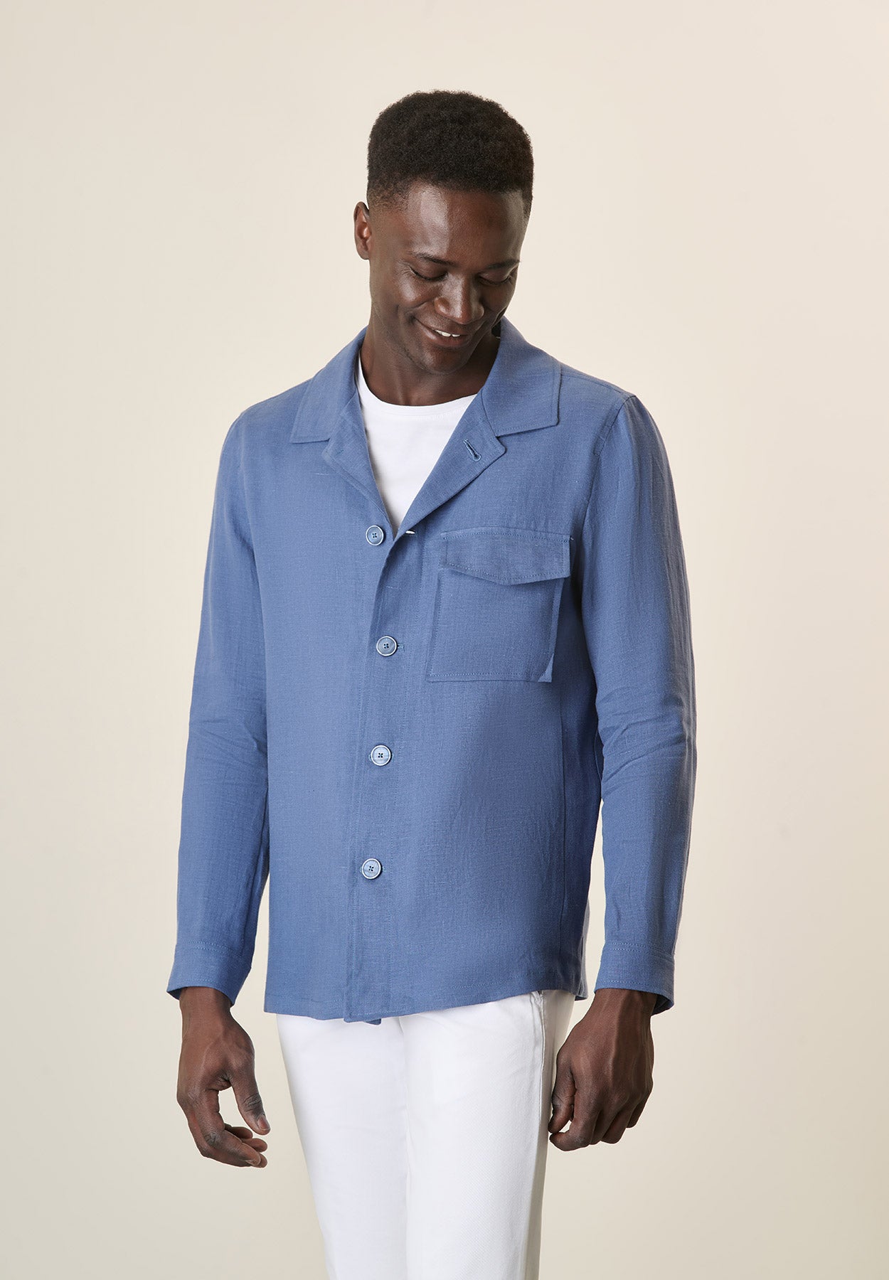Overshirt In Air Force Blue Linen