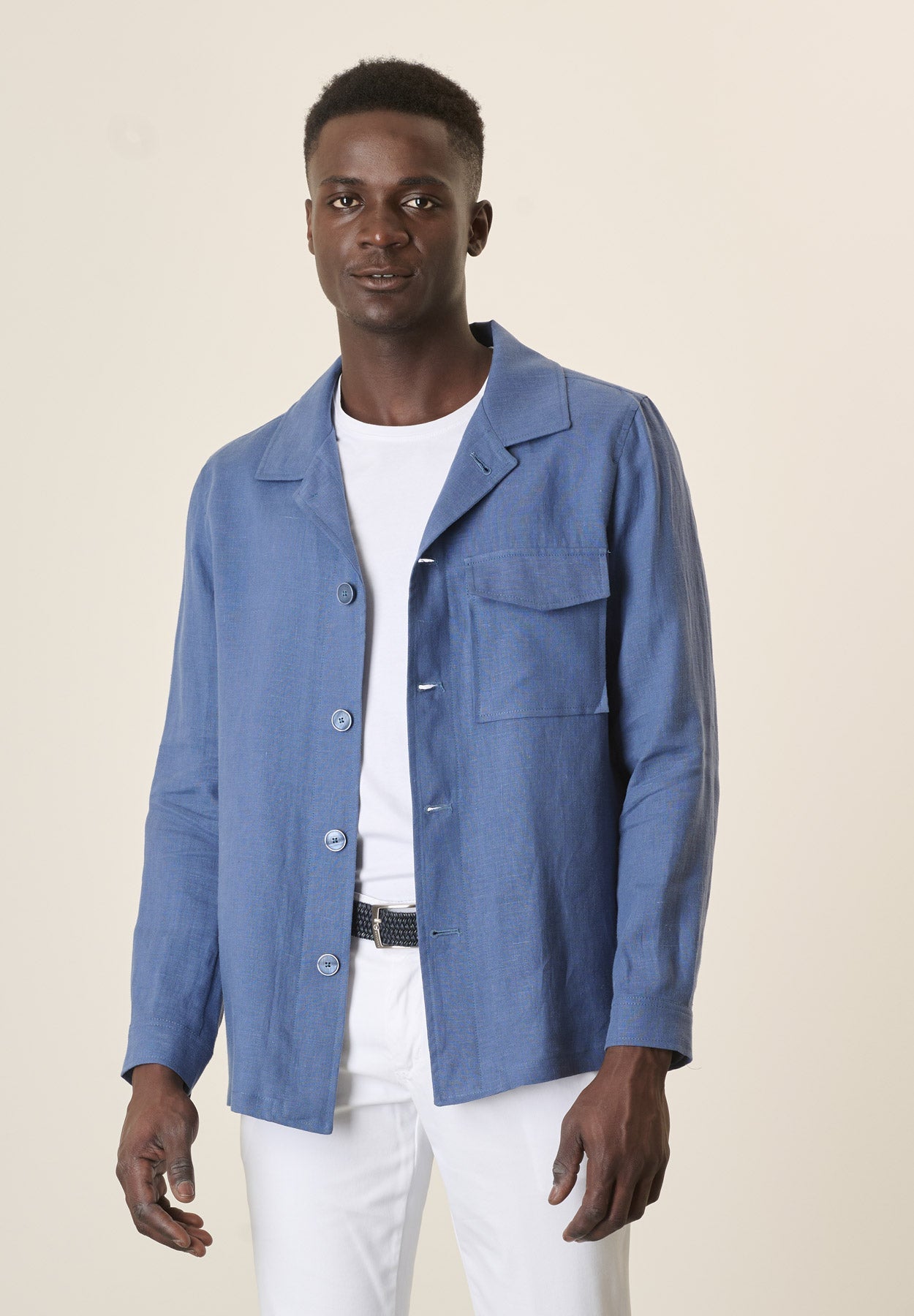 Overshirt In Air Force Blue Linen