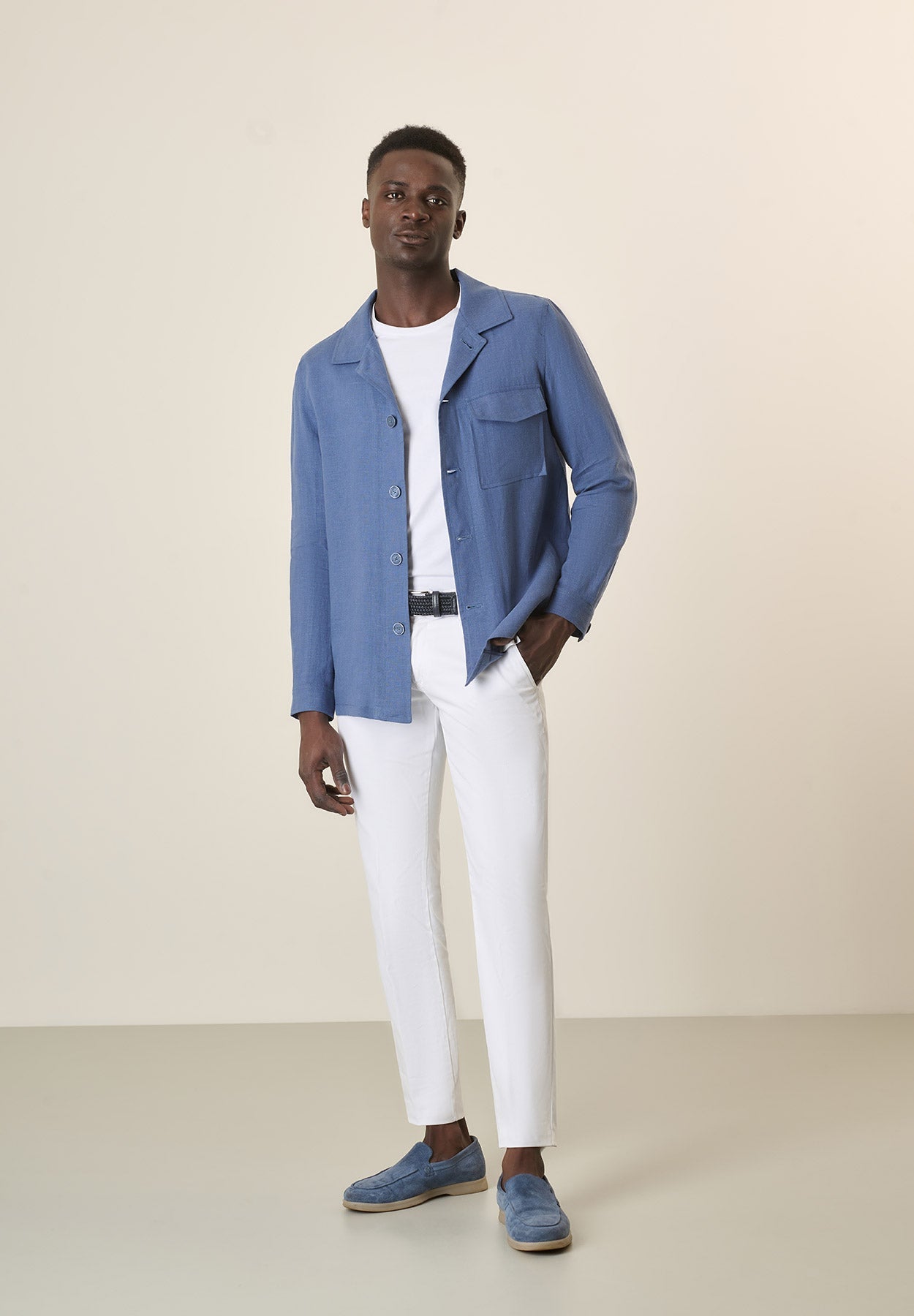 Overshirt In Air Force Blue Linen