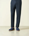 Blue linen trousers with drawstring