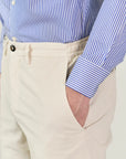 Cream cotton carrot fit trousers