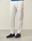 White Tencel stretch cotton chino trousers