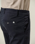 Blue chino trousers in tencel stretch cotton